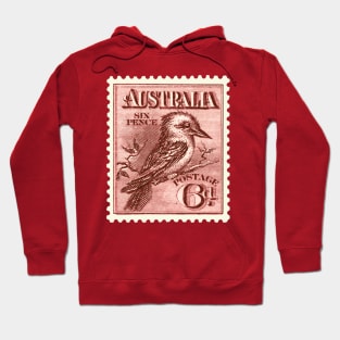 Red Kookaburra Postage Stamp Hoodie